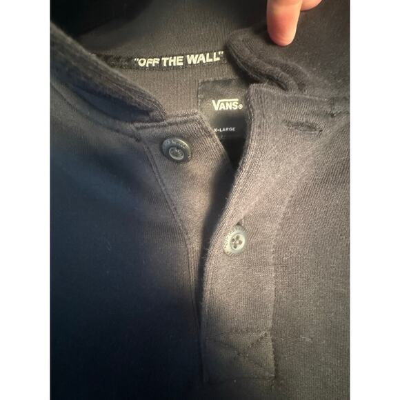 Vans Men’s Two Button Collared Pullover Vintage Black Size XL - Picture 7 of 8